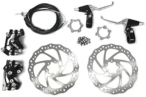 WIROJ Star-Art Front and Back Disc Brake Kit - Aluminum Alloy Calipers, 2 Pcs Stainless Steel 160 mm Rotors & Cable & Brake Lever & 12 Bolts, Freewheel Threaded Hubs Hole Distance of 48mm