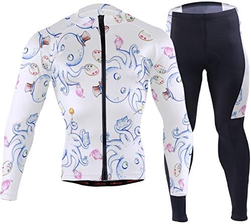 Amazon サイクリングジャージ 面白い タコ サイクリングスーツ サイクルタイツ 上下セット スポーツウェア コンプレッション トレーニング アンダーシャツ 長袖 裏ボア 冬用 防寒 自転車ウェア 暖かい 男女兼用 屋外 S 3xl サイクル 自転車 サイクルジャージ 通販