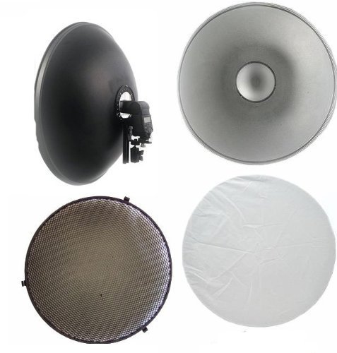 Cowboystudio 22in off Camera Flash Beauty Dish with Flash Bracket  and Honeycomb Grid for Nikon and Canon Flashes - Thumbnail 3