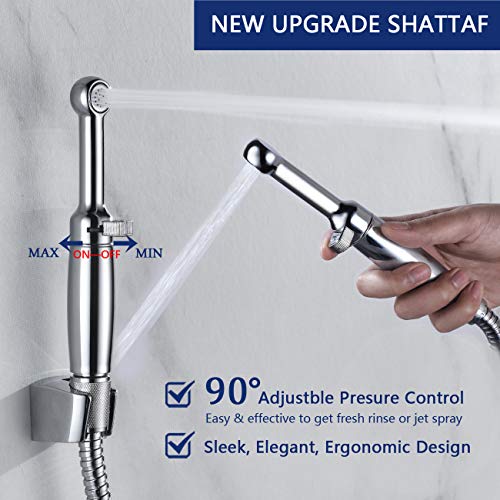 SonTiy Hand Held Bidet Sprayer for Toilet, Baby Cloth Diaper Sprayer Bathroom Bidet Brass Toilet Attachment, Chrome Jet Spray Nozzle Shattaf Muslim Shower with Shut-off T- Valve