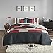 Comfort Spaces Quilt Set Trendy Casual Fun, Vibrant Color Design, Hypoallergenic All Season, Lightweight Coverlet Bedspread Cozy Kids Bedding & Sham Twin/Twin XL Pierre Black/Red Stripe 2 Piece