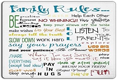 CHARMHOME Family Rules Educational Doormat 18x30 inch