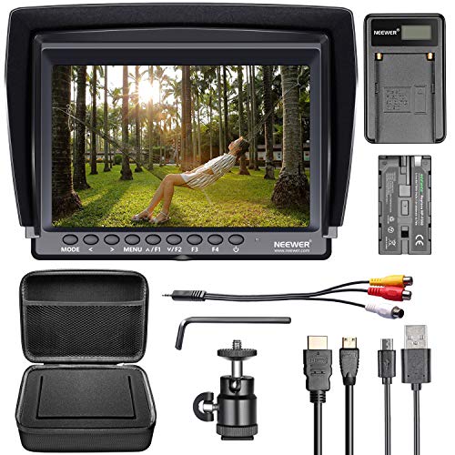 Neewer F100 Camera Field Monitor Kit:7 inches Ultra HD 1280x800 IPS Screen Field Monitor+F550 Replacement Battery+Micro USB Battery Charger+Carrying Case for Sony Canon Nikon Olympus Pentax Panasonic
