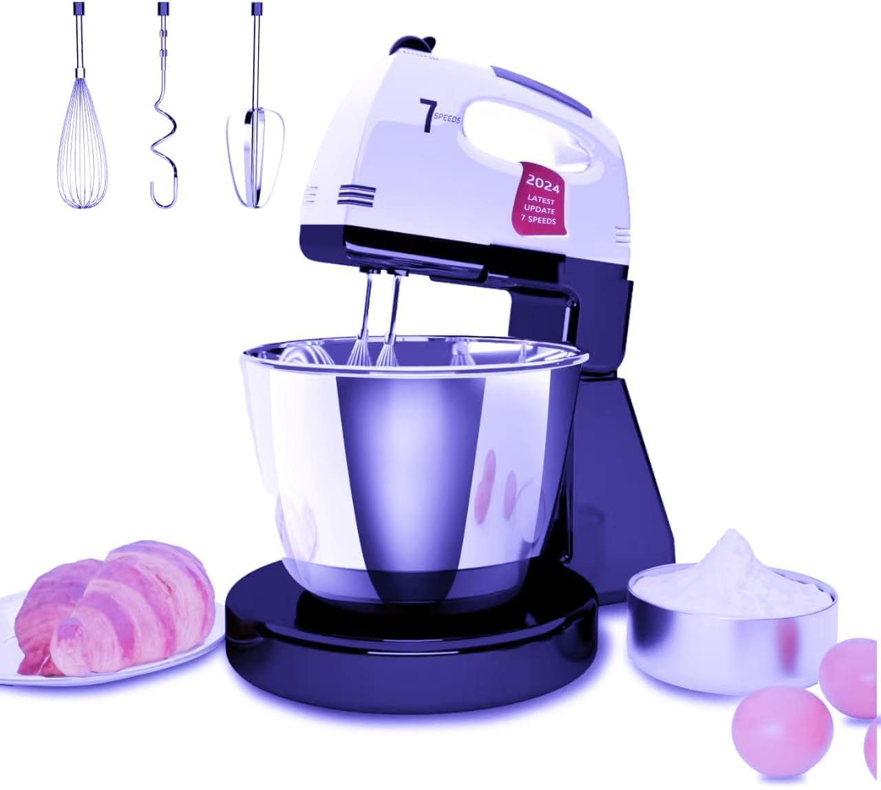 Photo 1 of PARTS ONLY -----------------------------------------------------------------Stand Mixers, 7 Speeds With 3QT Stainless Steel Bowl, Stand and Hand Mixer with Dough Hook, Whisk, Mixing Beater for Baking, Cake, Cookie, Kneading (TE2)
