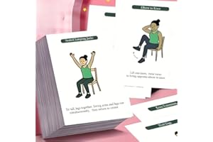 Chair Yoga Card Set for Seniors & Beginners – 12 Easy Stretching Pose Cards with Illustrated Guidelines, Gentle Home Workouts