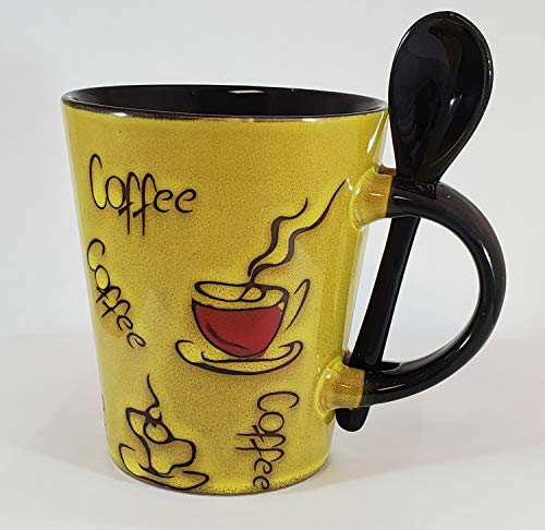 4 Set of Coffee Mugs and Stirring Spoons - Thumbnail 4