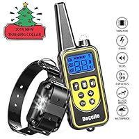 FUNSHION Dog Shock Collar with Remote，Shock Collar for Dogs IPX7 Waterproof and Rechargeable Dog Training Collar 800 Yards Beep/Shock/Vibration/LED Light