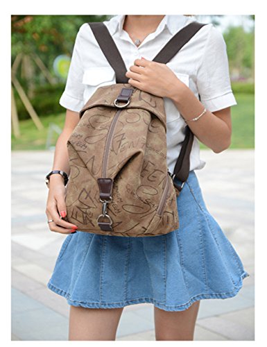 MiCoolker Canvas Backpack Sports Shoulders Bag Classic Vintage Student Satchel Bookbags Casual Travel Rucksack Shopping Daypack Brown - Thumbnail 7