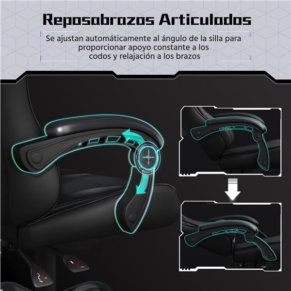 Cadeira gaming com massageador Cadeira ergonómica de escritório preta