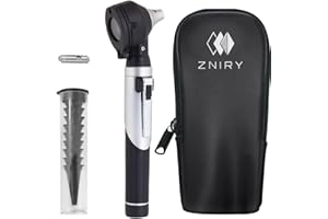 ZNIRY Fiber Optic Mini Otoscope - Ear Scope with Light for Infection Detection, Wax Removal, and at-Home ENT Exams (Black Color)