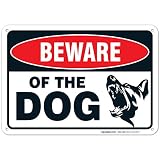 Beware of Dog Sign Made with 0.40 Aluminum. Dog Warning Sign is; 10 X 7 Inches, Weather & Rust Resistant, Fade Resistant, UV Protected, Easy to Mount, and Made in USA.