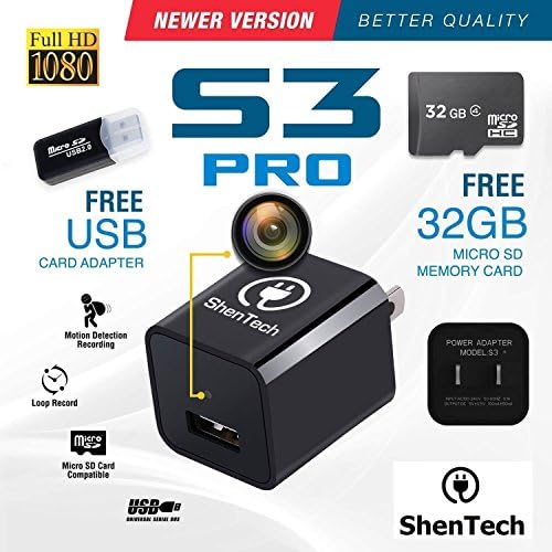 Hidden Camera - Spy Camera - Mini Smart Charger - Nanny Spy Cam with 32GB Removable SD Card and Motion Detection -1080P HD Video Recording - Perfect Security Camera for Home Nursing Hotel Office