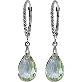 Galaxy Gold GG 14k Solid Gold Leverback Earrings Briolette Green Amethysts
