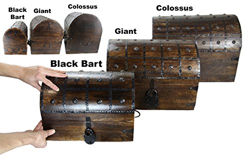 Colossus Massive 22"x17"x17" Wooden Pirate Treasure Chest Box With Antique Style Lock And Skeleton Key By WellPackBox