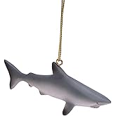 Shark Christmas Tree Ornament, Gray Nautical Holiday Decoration, 4 Inches
