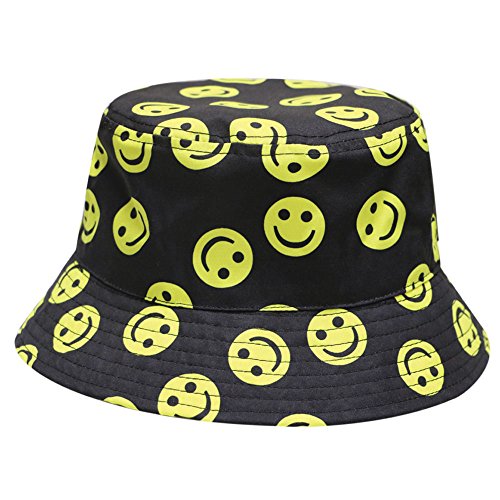 CITY HUNTER Smile Face Emoji Bucket Hat, Black