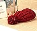 Paragon Winter Warm Knit Skull Hat Beanie Cap Fleece Lining Thick Slouchy Cable with pom (Red)