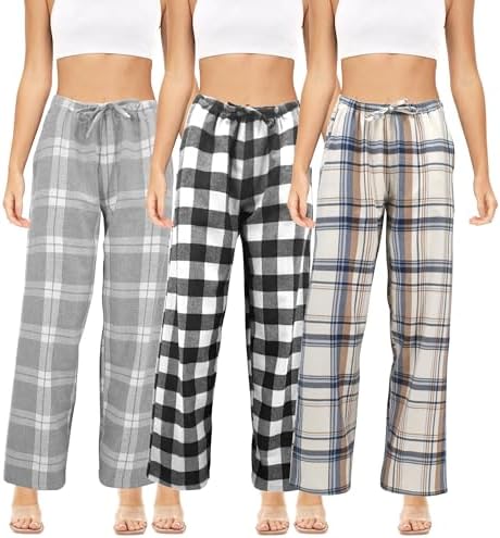 Sexy Basics Women's Lounge \u0026 Sleep PJ Pants/Soft Flannel Cotton Brush Long  Pants - 3 Pack, 3 Pair - Assorted Fashion Plaids, M price in UAE | Amazon  UAE | kanbkam