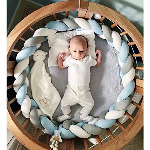 MOMAID Baby Braided Crib Bumper Knotted Plush Soft Nursery Toddler
