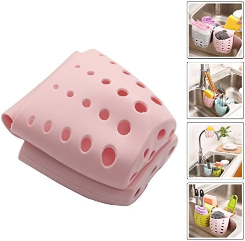 INFOS Silicone Sponge Holder,Sink Caddy Brush Soap Dishwashing Liquid Drainer Rack for Kitchen Sink