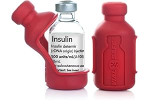 VIAL SAFE Insulin Bottle Protector Case/Sleeve for Diabetes, Never Risk Breaking Your Insulin Vial, Reusable, Durable, Flexible Silicone Protective Sleeve, 2-Pack (Short), Red