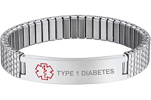 Bandmax Stainless Steel Medical Alert Bracelet Wristband Personalized Elastic Emergence ID Diabetic Bracelet for Men Custom Medical Alert Jewelry