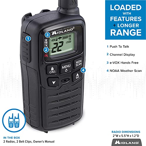 Midland T10 XTALKER, 22 Channel FRS Walkie Talkies Extended Range