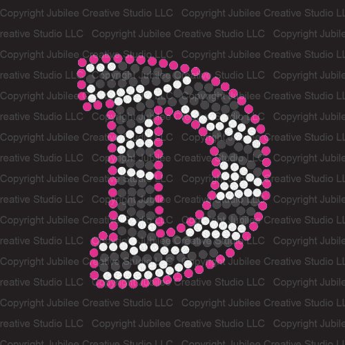 Zebra Letter D Iron On Rhinestone Crystals and Pink Rhinestud T-Shirt Transfer by Jubilee Rhinestones