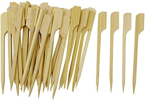 Prakritii cultivating green Bamboo Skewer | Gun Skewer | Paddle Pick Skewer | Barbecue Skewer | BBQ Skewer [12 cm /4.7 inches ] {Pack of 100}