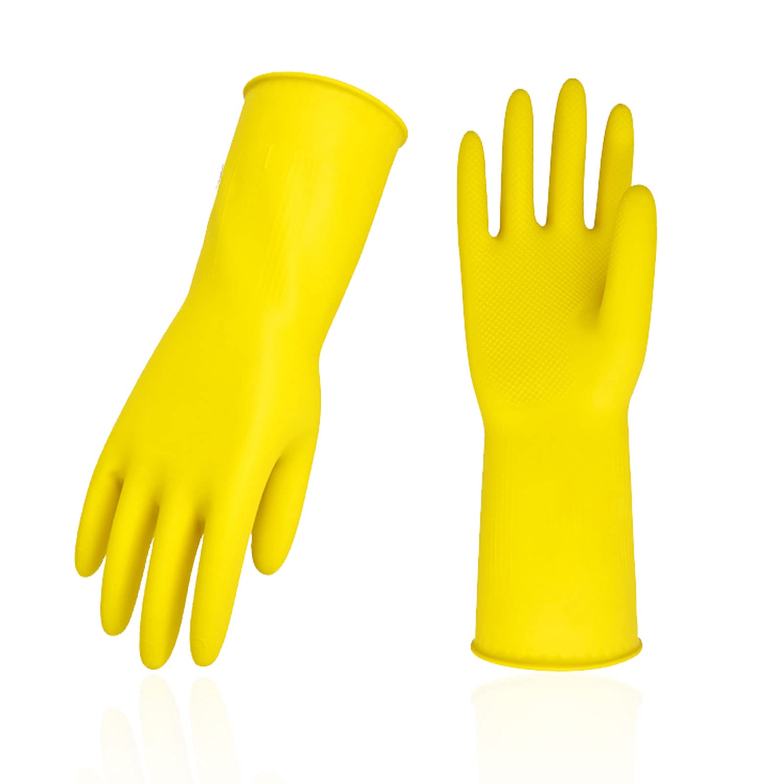 Vgo... Reusable Household Cleaning Gloves,Rubber Dishwashing gloves,Extra Thickness,Long Sleeves,Kitchen Cleaning/Working/Painting/Gardening/Pet Care(HH4601, Yellow, S, 1Pair)