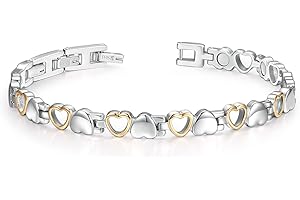 Wleeze Women Magnetic Bracelets For , Magnets Bracelet Stainless Steel Jewelry With Elegant Heart Design, 7.28 Inch with Sizi