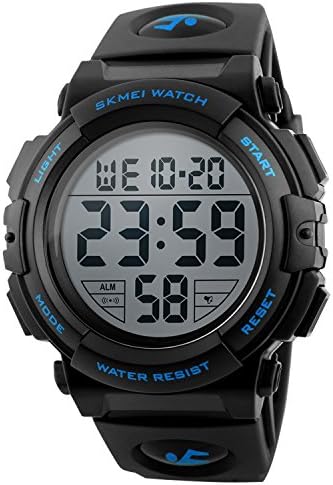 Men's Black Sport Watch, Outdoor Military Silicone Waterproof Chronograph Watch Simple Digital Black Wrist Watch