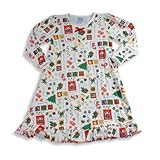 Sara's Prints - Girls Long Sleeve Nightgown, White, Red, Green