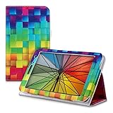 kwmobile Case for Huawei MediaPad T1 7.0 - Slim PU Leather Protective Tablet Cover with Stand Feature - Multicolor/Green/Blue