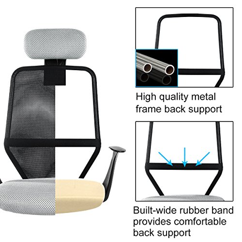 YAMASORO High Back Ergonomic Mesh Office Chair,Computer Task Chair with Headrest and Armrest for Home Office and Conference Room Black&Gray