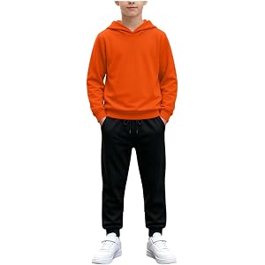 Boys Sweatsuit Hoodies Drawstring Joggers Set 2 Piece Casual Tracksuit | soft stretchy comfy hoodie and drawstring jogger pan