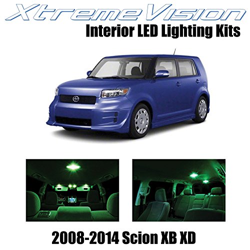 XtremeVision Scion XB XD 2008-2014 (12 Pieces) Green Premium Interior LED Kit Package + Installation Tool