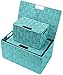 Sorbus Set of 3 Hand-Woven Storage Baskets with Lids – Decorative Wicker Organizers for Home, Closet, or Shelves (Aqua)
