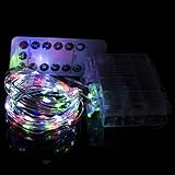 Homeleo 10M 100LED Battery Powered LED String Lights w/ Remote Mini Tiny LED Lamps on Flexible Thin Silver Wire Blinking Twinkle Steady On LED Starry Fairy Lighting(Remote,Multi-color)