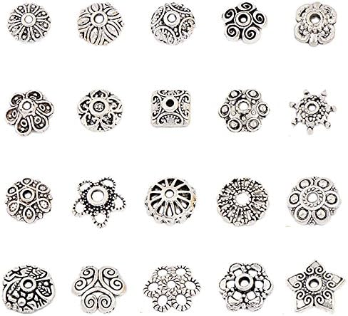 Incredible art 100-Piece Bali Style Jewelry Making Metal Bead Caps Deluxe New Mix, Silver