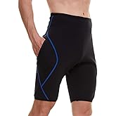 NonEcho Mens Neoprene Sauna Sweat Workout Compression Shorts Body Shaper Slimming Yoga Pants with Zipper Pocket