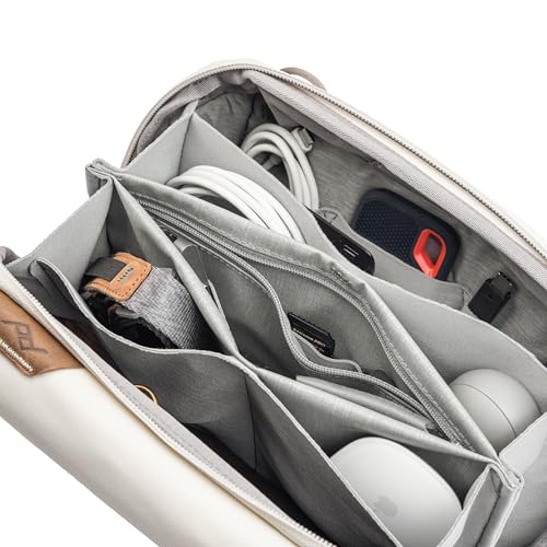 Peak Design Tech Pouch, Bone, Electronics Organizer for Travel or Everyday Carry, Origami-Style Storage, Cable Pass-Through, Weatherproof Recycled Nylon, Gear Carry Bag for Men and Women