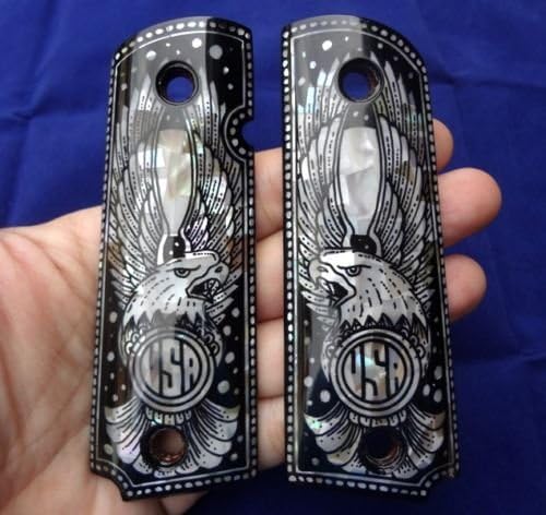 Colt 1911 &amp; Clones Mother of pearl inlay Grips Fit FULL SIZE / Kimber #A920