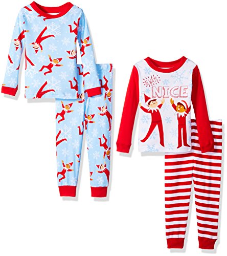 Elf on the Shelf Boys' Toddler Boys' Holiday Stripes Two-Piece Pajama Set, Mischief Red, 4T