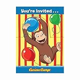 Curious George Party Invitations, 8ct
