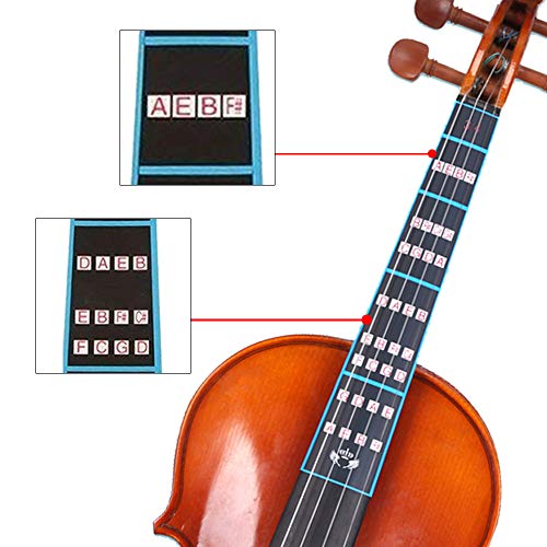 VCOSTORE Violin Mute and Finger Guide Pack, 3/4 Fingerboard Sticker Fret Guide Label Chart and Rubber Practice Silencer Accessories for Beginners