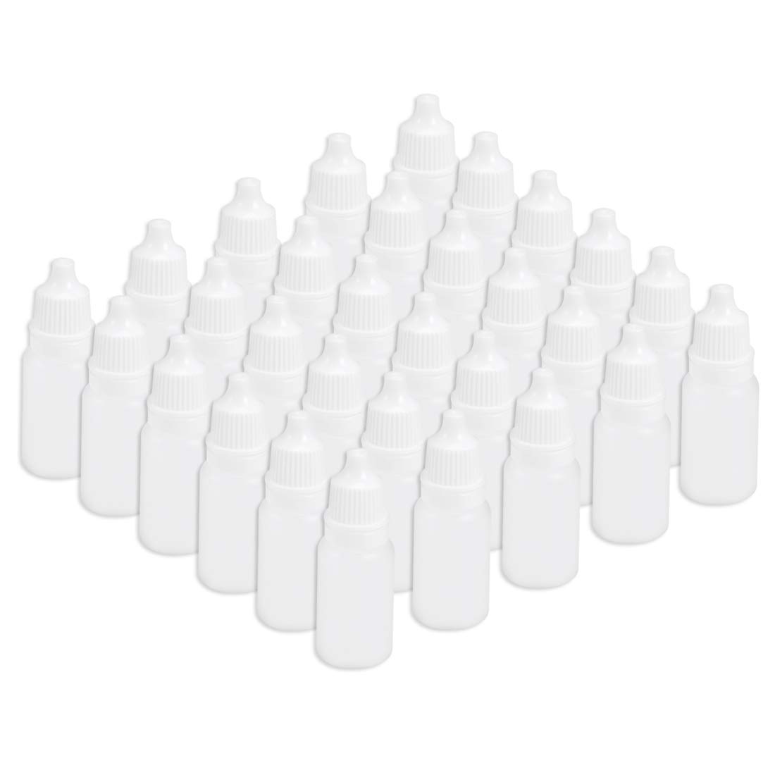 sourcing map Plastic Dropper Bottles, 10ml/0.34 oz Empty Squeezable Dropper Bottle with Cap, Pack of 30, White
