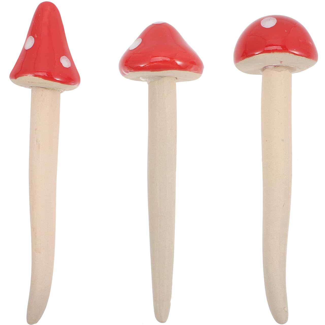 Happyyami 3pcs Garden Mushroom Figurines Ceramic Mushroom Statues with Spots for Outdoor Garden Decor Unique Accessories for Flowerpots and Shelves