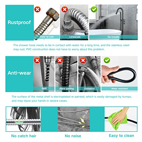 TECI Shower Hoses 118 Inch Extra Long, Bathroom Hand Held Long Shower