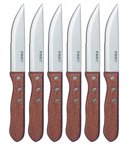 Wooden Steak Knife Set/Premium Stainless steel Knives with Rosewood Handle and Gift Box (set of 6)
